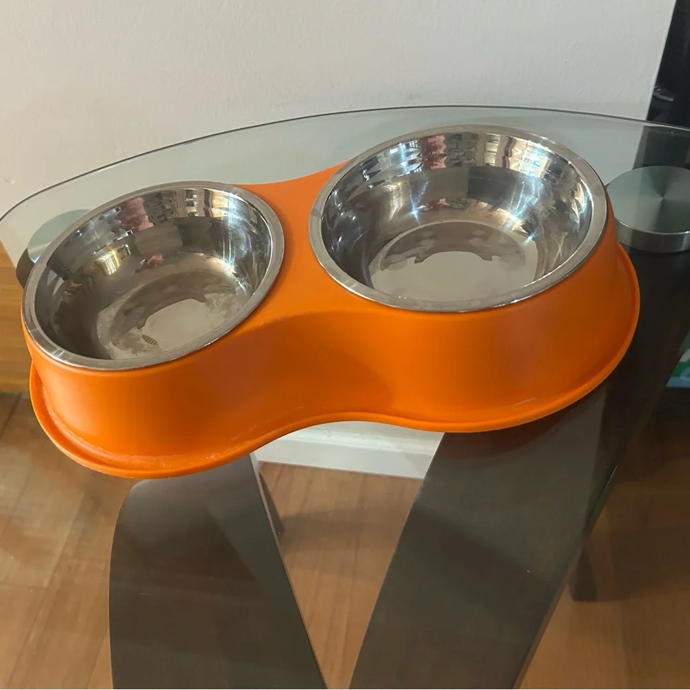 Orange Double Pet Bowl